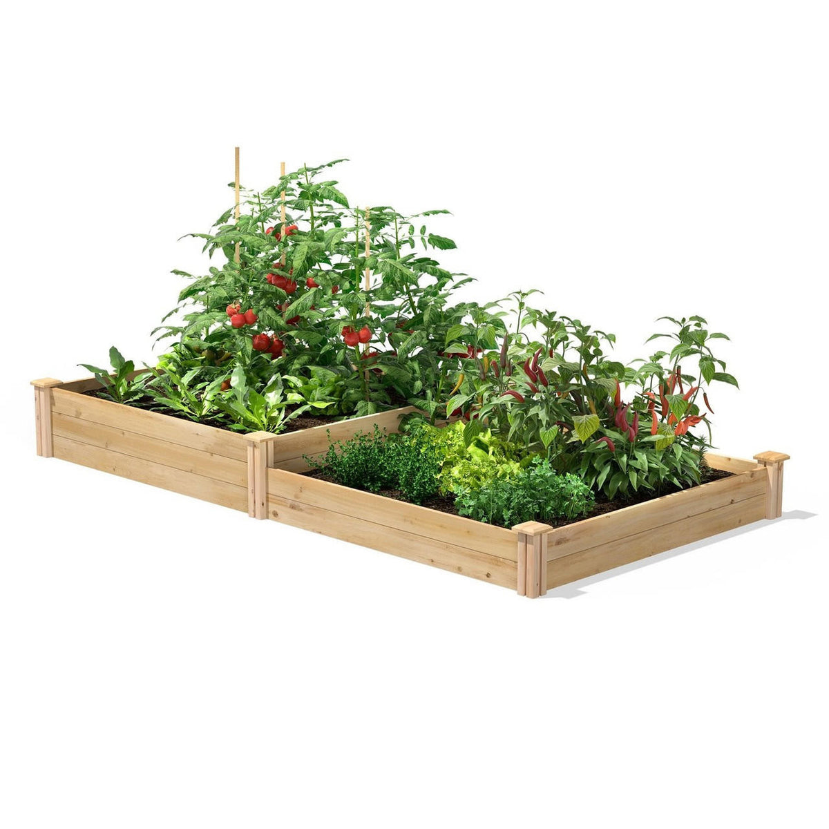 FastFurnishings 4 ft x 8 ft Cedar Wood 2 Tier Raised Garden Bed - Made in USA