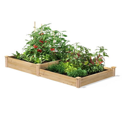 FastFurnishings 4 ft x 8 ft Cedar Wood 2 Tier Raised Garden Bed - Made in USA