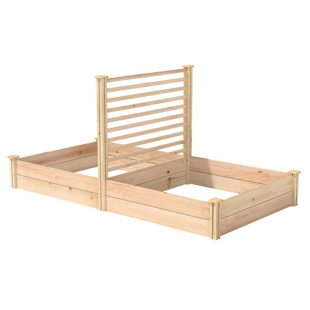 FastFurnishings 4 ft x 8 ft Cedar Wood Raised Garden Bed with Trellis - Made in USA