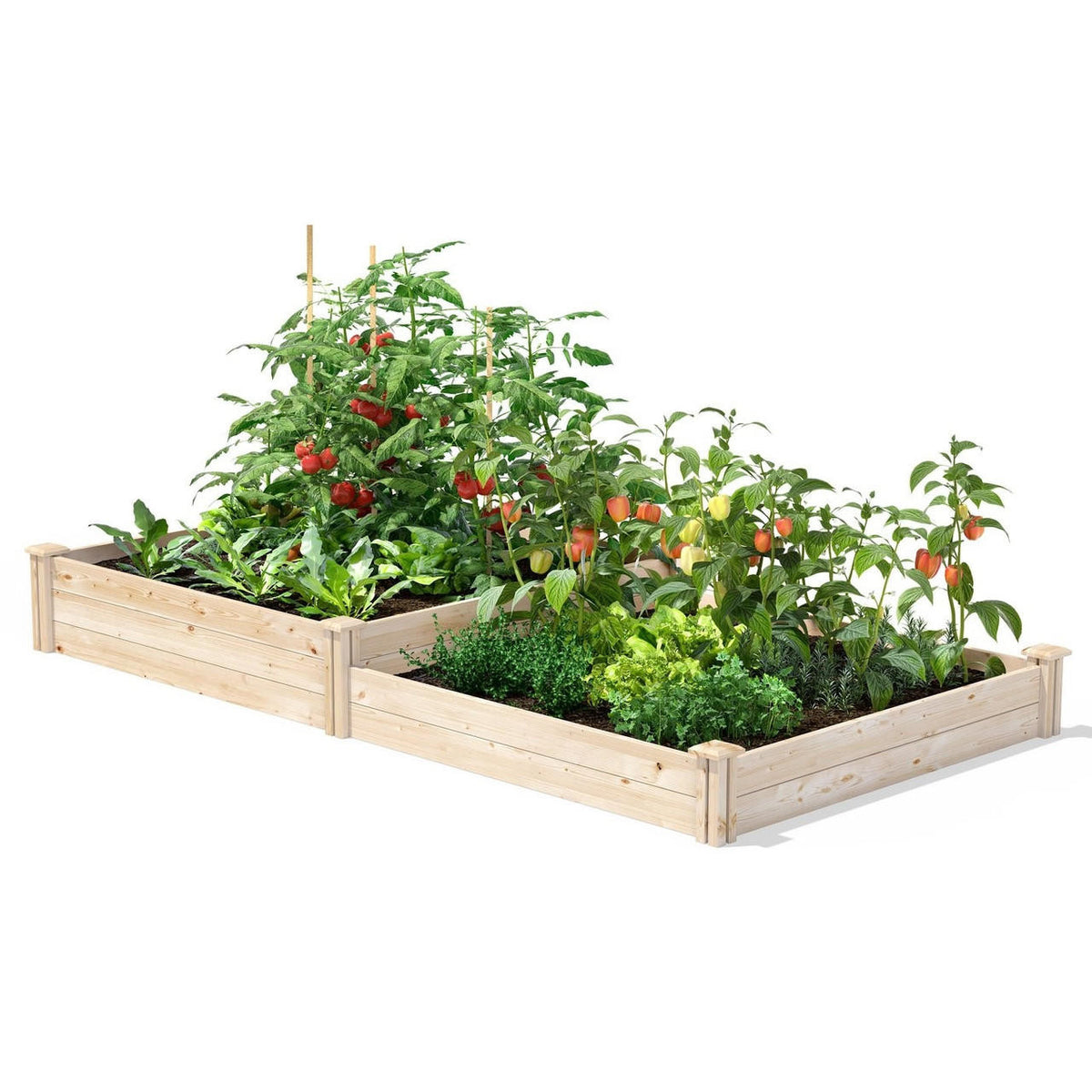 FastFurnishings 4 ft x 8 ft Pine Wood 2 Tier Raised Garden Bed - Made in USA