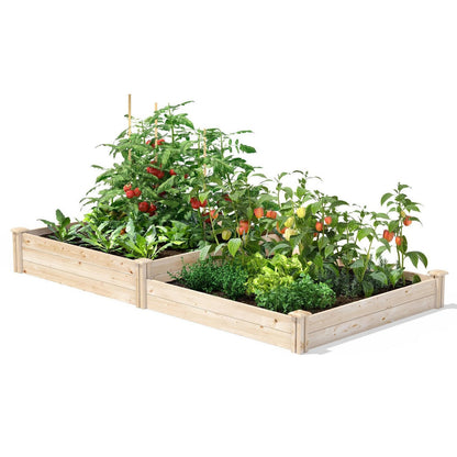 FastFurnishings 4 ft x 8 ft Pine Wood 2 Tier Raised Garden Bed - Made in USA