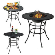FastFurnishings 4 in 1 Fire Pit, Grill Cooking BBQ Grate, Ice Bucket, Dining Table