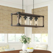 FastFurnishings 4 Light Adjustable Dimmable Rectangle Chandelier with Wrought Iron Accents