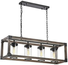 FastFurnishings 4 Light Adjustable Dimmable Rectangle Chandelier with Wrought Iron Accents