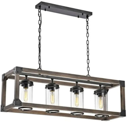 FastFurnishings 4 Light Adjustable Dimmable Rectangle Chandelier with Wrought Iron Accents