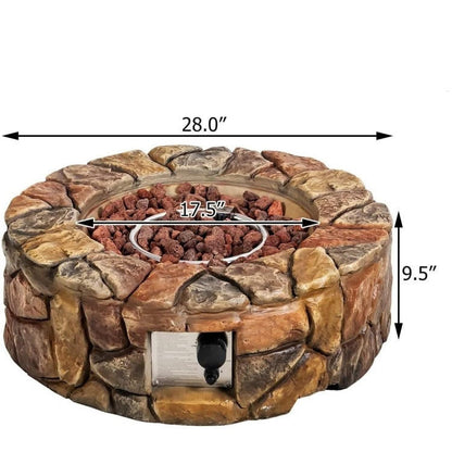 FastFurnishings 40,000 BTU Outdoor Circle Stone Gas Propane Fire Pit