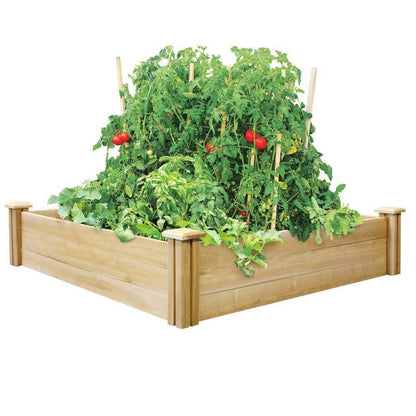 FastFurnishings 4ft x 4ft Outdoor Cedar Wood Raised Garden Bed Planter Box - Made in USA