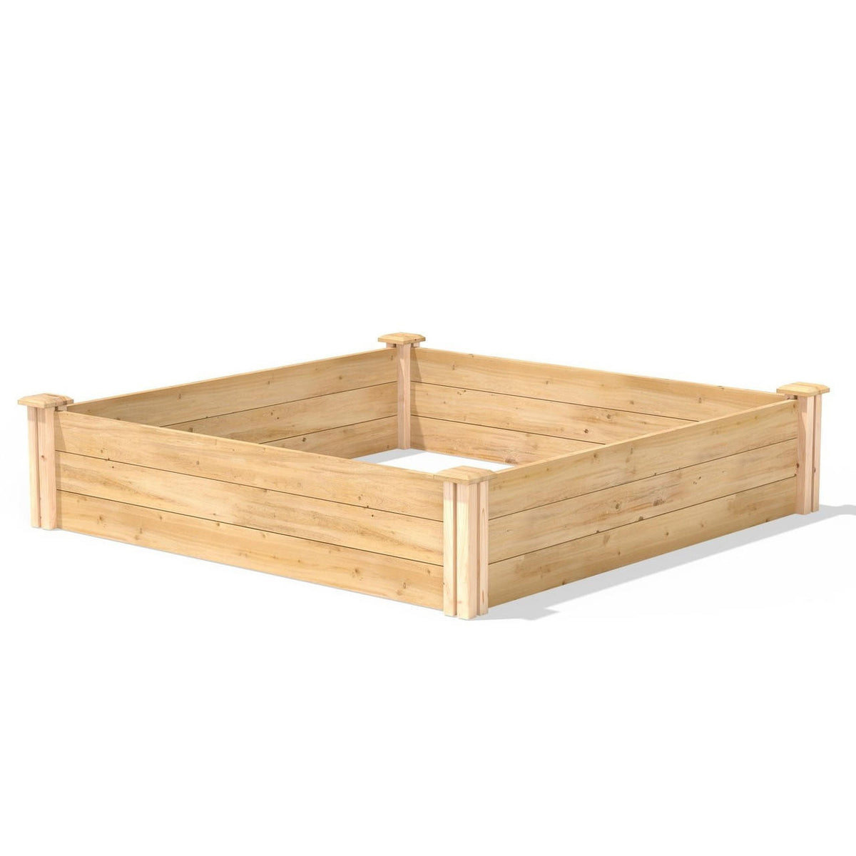 FastFurnishings 4ft x 4ft Outdoor Pine Wood Raised Garden Bed Planter Box - Made in USA