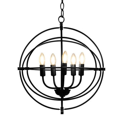 FastFurnishings 5 Light Brass Rustic Industrial Rotating Metal Chandelier