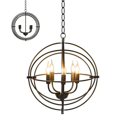 FastFurnishings 5 Light Brass Rustic Industrial Rotating Metal Chandelier