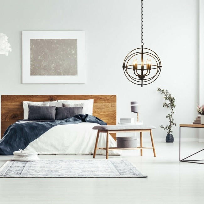 FastFurnishings 5 Light Brass Rustic Industrial Rotating Metal Chandelier