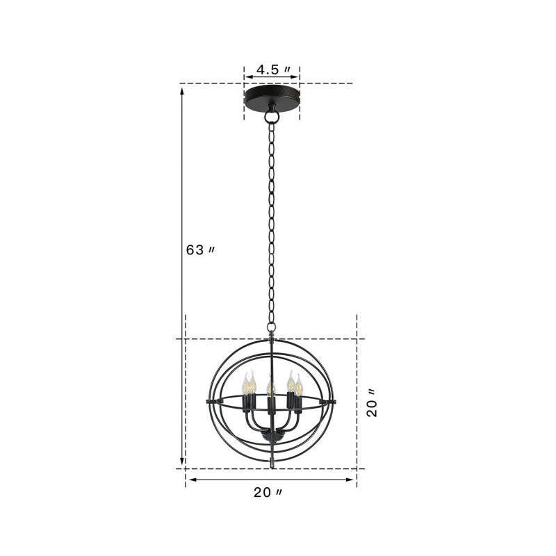 FastFurnishings 5 Light Brass Rustic Industrial Rotating Metal Chandelier