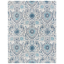 FastFurnishings 5' x 7' Coastal Blue Grey Damask Indoor Area Rug