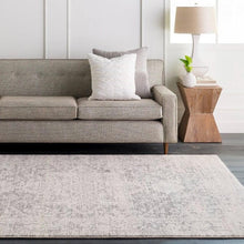 FastFurnishings 5' x 7' Distressed Oriental Area Rug in Light Grey / Beige