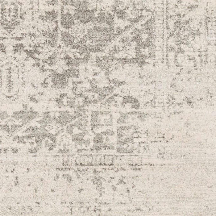 FastFurnishings 5' x 7' Distressed Oriental Area Rug in Light Grey / Beige