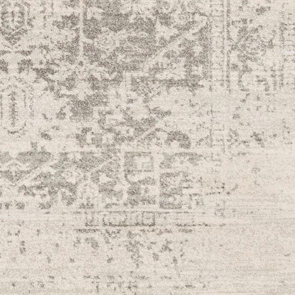 FastFurnishings 5' x 7' Distressed Oriental Area Rug in Light Grey / Beige