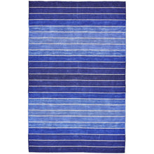 FastFurnishings 5' X 8' Striped Hand-Tufted Wool/Cotton Blue Area Rug