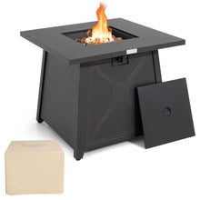 FastFurnishings 50,000 BTU Black Steel Square Portable LP Gas Propane Fire Pit Table