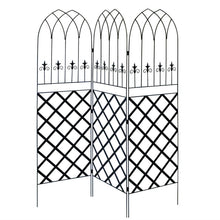 FastFurnishings 6-Ft High 3-Panel Black Metal Lattice Screen Garden Trellis