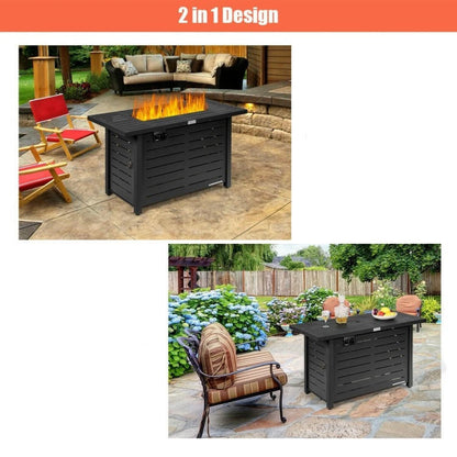 FastFurnishings 60,000 BTU Brown Rectangular Portable LP Gas Propane Fire Pit Table