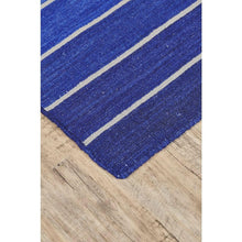 FastFurnishings 8' x 11' Striped Hand-Tufted Wool/Cotton Blue Area Rug