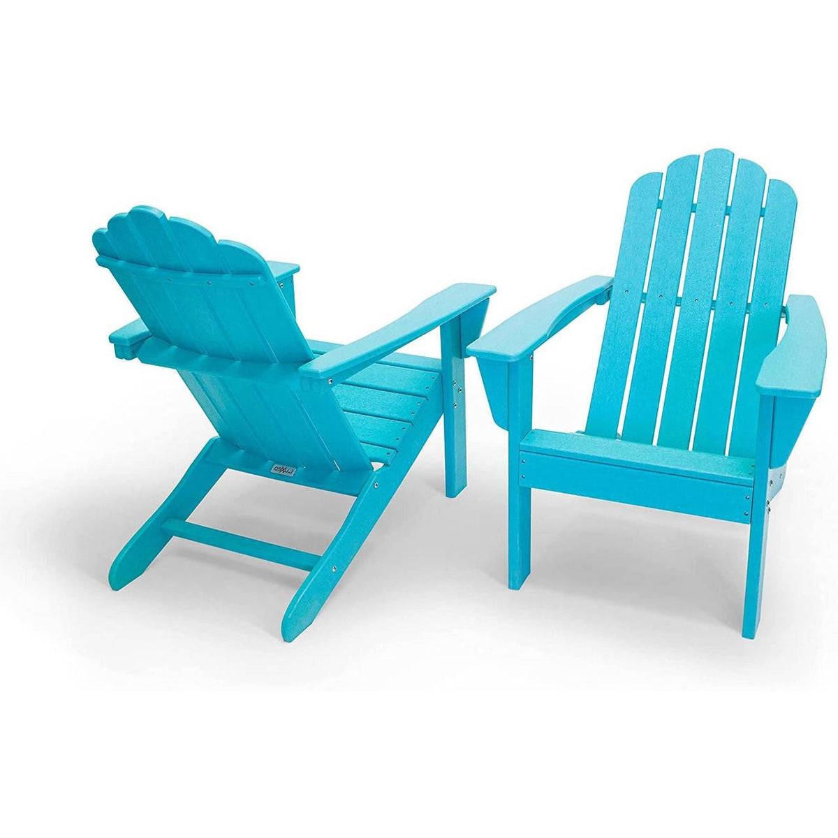 FastFurnishings All Weather Recycled Blue Poly Plastic Outdoor Patio Adirondack Chairs - Set of 2