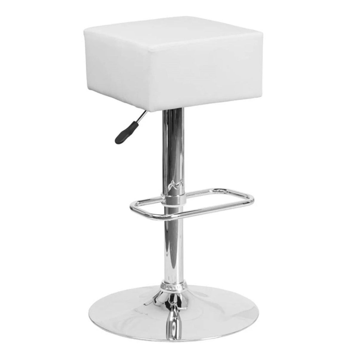 FastFurnishings Backless Modern Swivel Barstool with White Faux Leather Seat