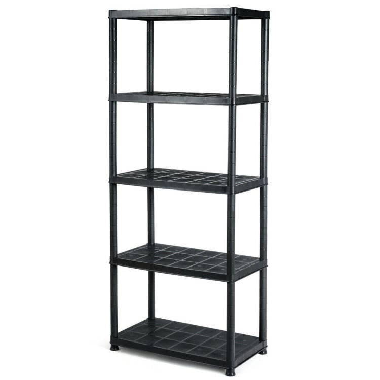 FastFurnishings Black 5-Tier Heavy Duty Shelving Unit Bookcase Garage Kitchen Storage Shelf