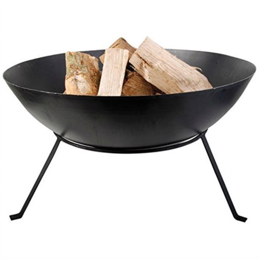 FastFurnishings Black Cast Iron 23-inch Outdoor Fire Pit Bowl with Stand
