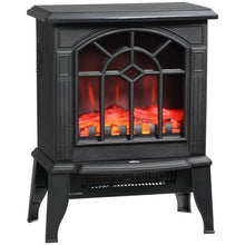 FastFurnishings Black Electric Fireplace Heater with Realistic Log Flame LED