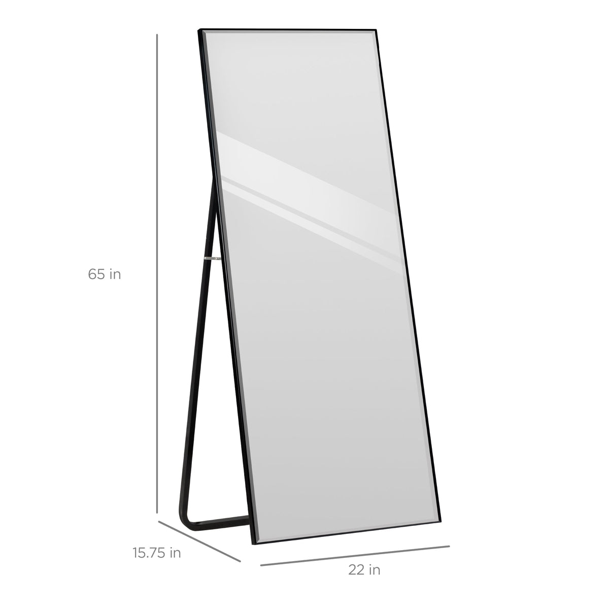 FastFurnishings Black Large Full Length Leaning Wall or Hanging Mirror