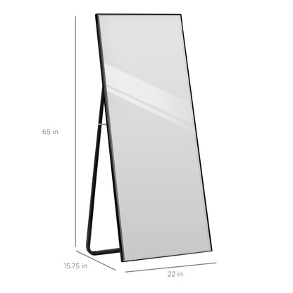 FastFurnishings Black Large Full Length Leaning Wall or Hanging Mirror