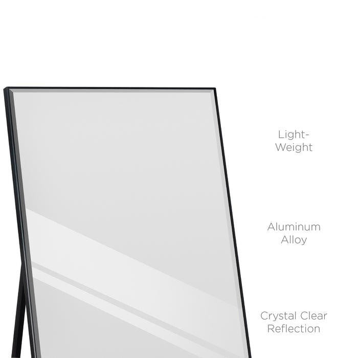 FastFurnishings Black Large Full Length Leaning Wall or Hanging Mirror