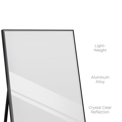 FastFurnishings Black Large Full Length Leaning Wall or Hanging Mirror