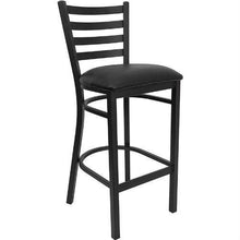 FastFurnishings Black Metal Ladder-Back Restaurant Style Bar Stool