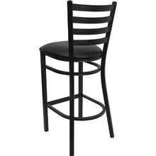 FastFurnishings Black Metal Ladder-Back Restaurant Style Bar Stool