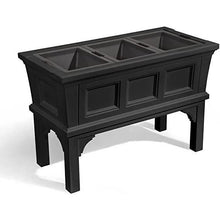 FastFurnishings Black Rectangular Raised Garden Bed Planter Box with Removeable Trays