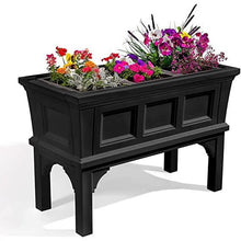 FastFurnishings Black Rectangular Raised Garden Bed Planter Box with Removeable Trays