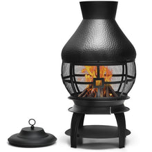 FastFurnishings Black Rustic Iron Wood Burning Chiminea Fire Pit