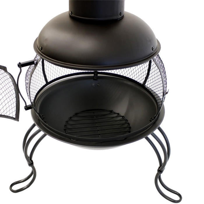 FastFurnishings Black Steel Chimenea Wood Burning Fire Pit