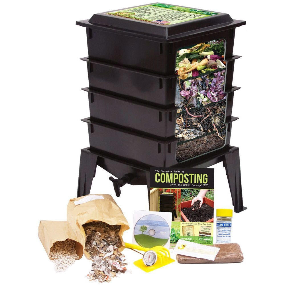 FastFurnishings Black Worm Composter with Compost Tea Spigot - Indoor or Outdoor