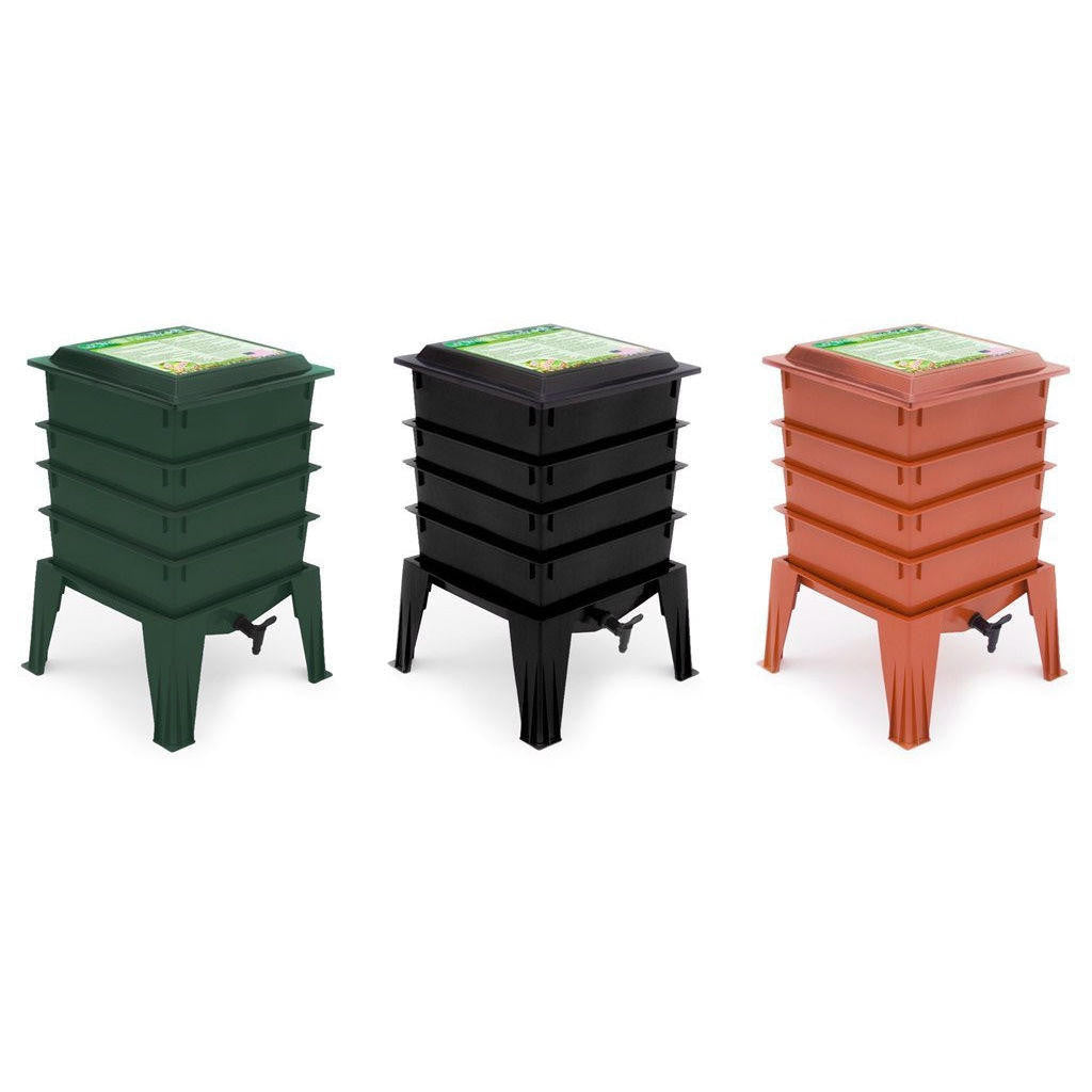 FastFurnishings Black Worm Composter with Compost Tea Spigot - Indoor or Outdoor