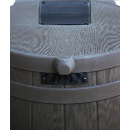 FastFurnishings Brown Oak 50-Gallon Plastic Rain Barrel with Bottom Spigot