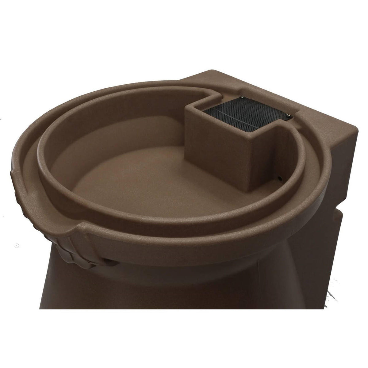 FastFurnishings Brown Oak 65 Gallon Plastic Urn Rain Barrel with Planter Top