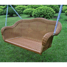 FastFurnishings Brown Resin Wicker Porch Swing with 4-ft Hanging Chain