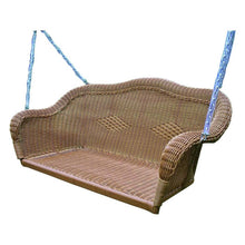 FastFurnishings Brown Resin Wicker Porch Swing with 4-ft Hanging Chain