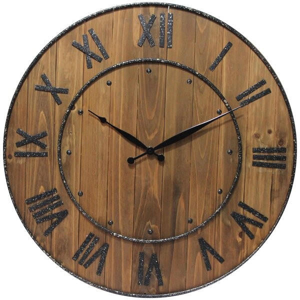 FastFurnishings Brown Wine Barrel FarmHome Wall Clock