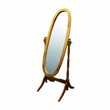 FastFurnishings Classic Oval Cheval Floor Mirror with Natural Wood Finish Frame