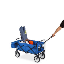 FastFurnishings Collapsible Utility Wagon Cart Indoor/Outdoor with Canopy - Blue