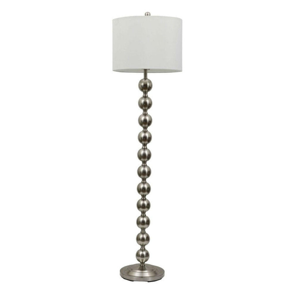 FastFurnishings Contemporary 65-inch Tall Brushed Steel Floor Lamp with White Drum Shade